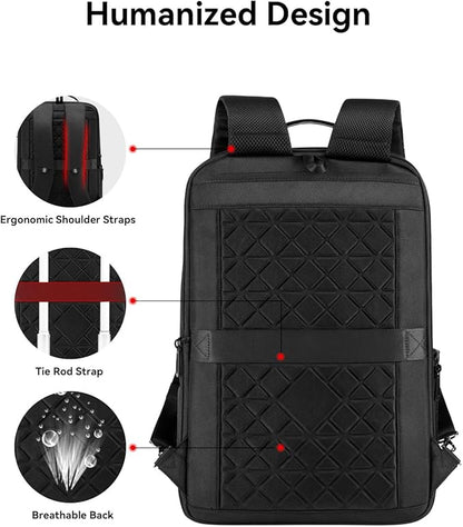 CROSSGEAR Business Commuter Backpack for Men, 26-32L Expandable Travel Laptop Backpack, Fit 15.6 Inch Laptop, Waterproof Computer Work Commute Daypack, Black