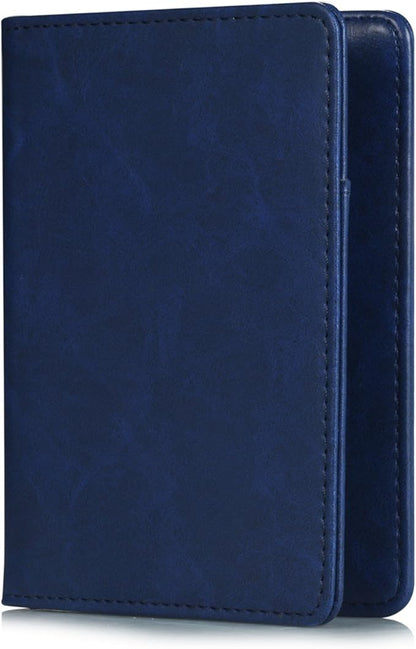 EpicGadget RFID Blocking Premium Leather Passport Holder Travel Wallet Cover Case (Navy Blue)