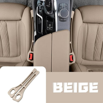 Car Seats Gap Filler Dual-Slot Car Seat Gap Organizer – with Belt Slot, Anti-Drop Gap Filler for Cars & SUVs – No More Lost Items, All Within Reach (2PCS) (Brown)