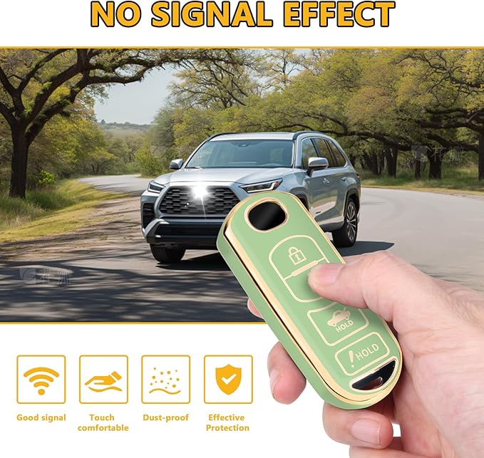 FT FUNTOR for Mazda Key Fob Cover,4 Buttons TPU Key Cover with Golden Edge,Compatible with Mazda 3 6 8 CX-3 CX-5 CX-7 CX-9 Atenza Miata MX-5 with Keychain (A-Green)
