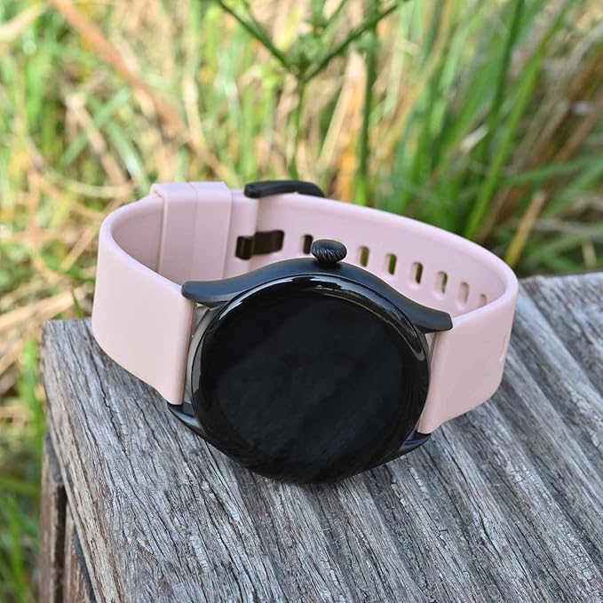 BISONSTRAP Silicone Watch Bands, Slim Watch Straps with Quick Release, 22mm, Pink with Silver Buckle