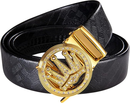 Dubulle Men's Ratchet Belt Gold/Black/Red/Green/Blue/White Automatic Buckle Business Casual Belt Gift - Adjustable Fit