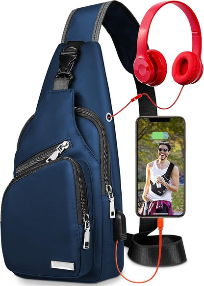 Waterproof Sling Bag Crossbody Backpack for Men Women Sling Backpack Hiking Daypack Multipurpose Cross Body Chest Bag