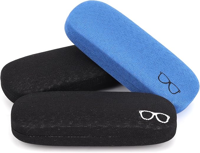 RayLove 3-Pack Hard Shell Eyeglasses Case Large Reading Glasses Hard Case