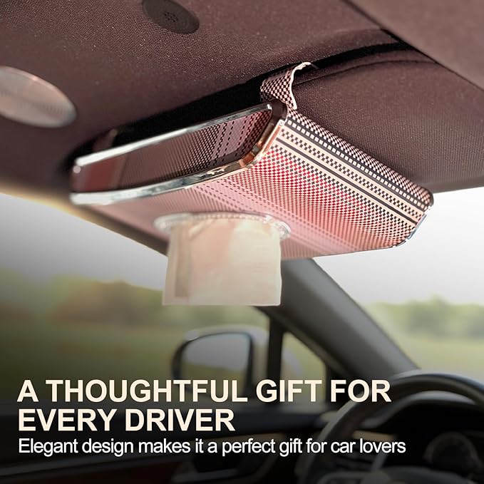 Car Tissue Holder, Faux Leather Visor Tissue Box Holder with Secure Clip, Hanging Tissue Dispenser for Sun Visor or Seat Back, Easy Access Organizer, Fits Most Cars SUVs Trucks (Hanging)
