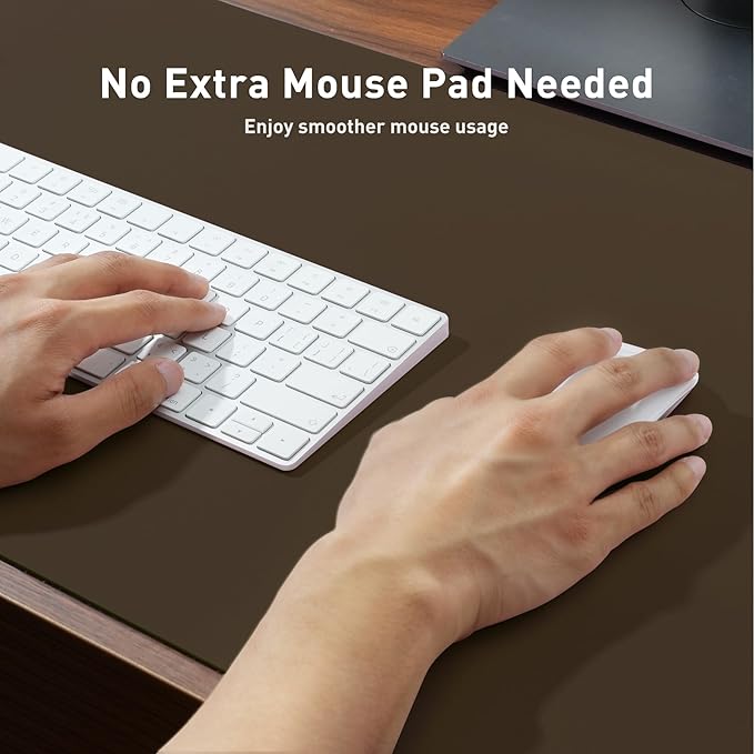 Aothia Faux Leather Desk Mat - Large Mouse Pad, Non-Slip PU Leather Blotter, Waterproof Writing Surface for Office and Home (Coffee 55" x 24")