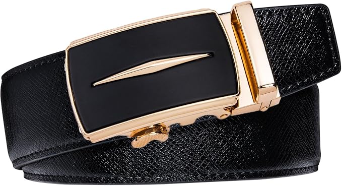 Dubulle Designer Ratchet Belt for Men Leather Fashion Adjustable Automatic Buckle Sliding Removable Dress Casual