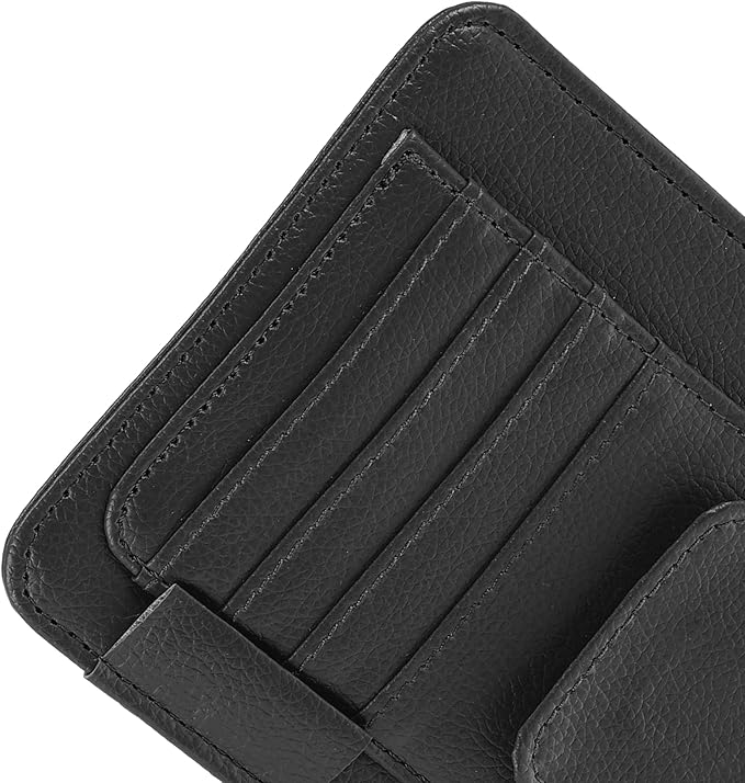 X AUTOHAUX PU Leather Car Sun Visor Organizer Glasses Holder Card Holder Auto Accessories Pocket Organizer Black