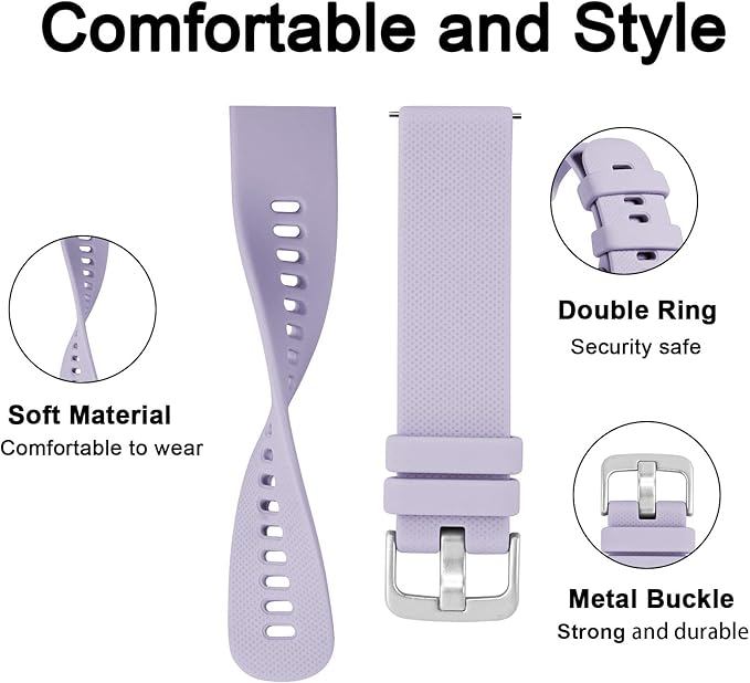 GEAK Compatible with Garmin Vivoactive 5 Watch Band/Vivoactive 3 Watch Bands,20mm Silicone Band for Garmin Venu 2 Plus/Venu Sq/Venu Watch Bands/Forerunner 645/245 Music Smartwatch Women Men Lavender