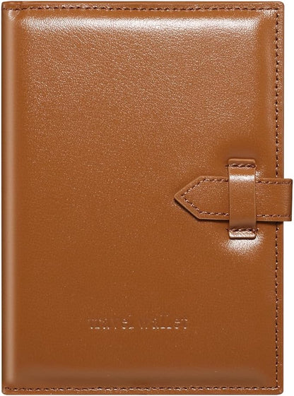 Passport Holder for Travel Essentials, Passport Wallet Cover Card holder Case for Travel Must Haves Accessories, Passport Book Holders for Women and Men, Brown