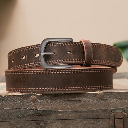 Men's Full Grain Leather Belt for Everyday Casual Jeans, 1.5" Handmade Men Leather Belts with Gift Box