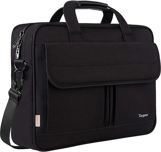 Taygeer 17 inch Laptop Bag, Professional Business Office Briefcase for Men Women, Premium Water Resistant Carry On Laptop Case Shoulder Messenger Bag Fits 15.6 17 Inch Notebook/Computer, Black