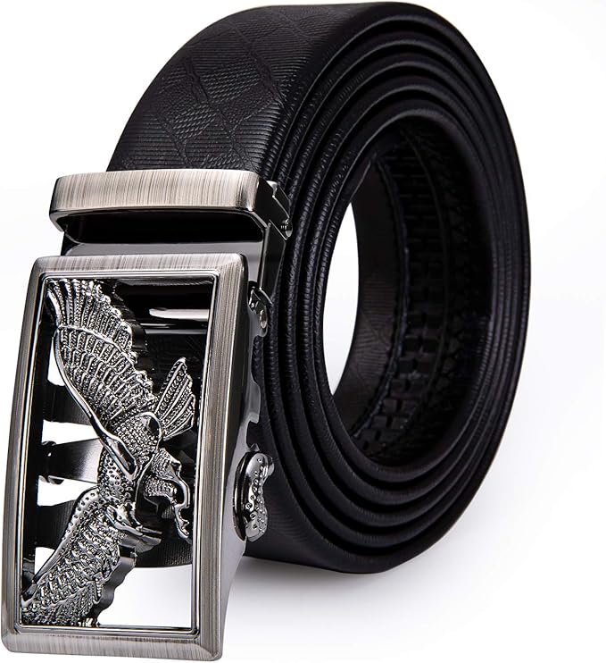 Dubulle Designer Mens Belts, Sliding Automatic Buckle Ratchet Dress Belt TOP Genuine Leather Strap Gifts