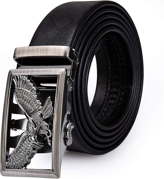 Dubulle Designer Mens Belts, Sliding Automatic Buckle Ratchet Dress Belt TOP Genuine Leather Strap Gifts