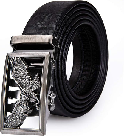 Dubulle Designer Mens Belts, Sliding Automatic Buckle Ratchet Dress Belt TOP Genuine Leather Strap Gifts