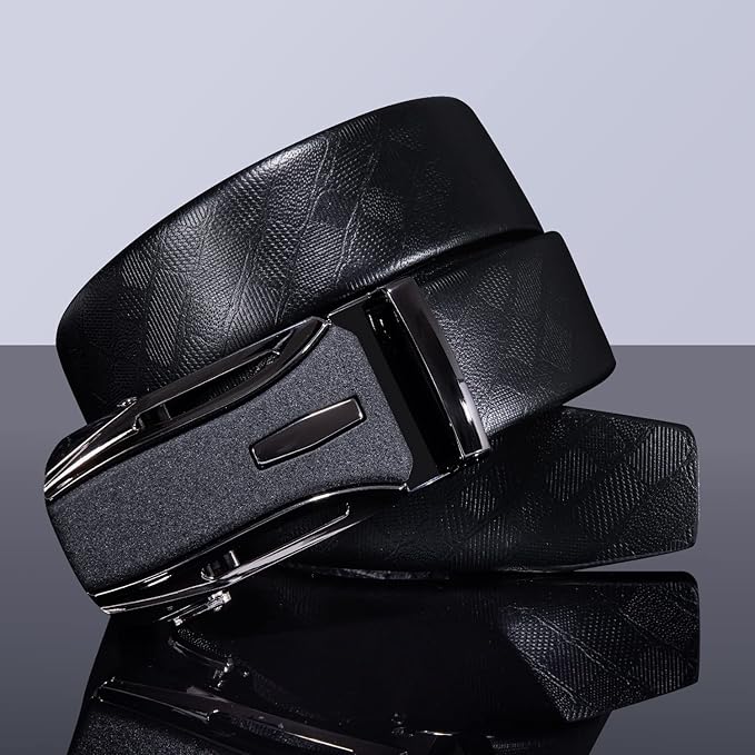 Dubulle Designer Mens Belts, Sliding Automatic Buckle Ratchet Dress Belt TOP Genuine Leather Strap Gifts
