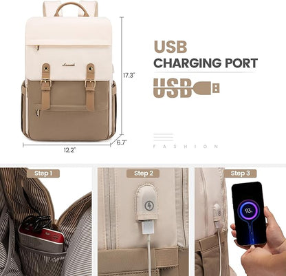LOVEVOOK Laptop Backpack for Women Vintage Travel Backpack Purse Airline Approved 15.6 Inch Large Computer Backpack Fashion Teacher Nurse Bag for Work Business College