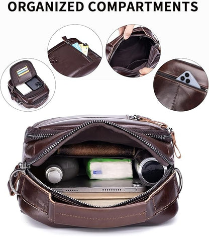 Premium Leather Men's Crossbody -Organized Storage & Durable,Stylish for Daily Carry