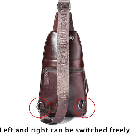 LUKZIJAES Genuine Leather Sling Bag for Men