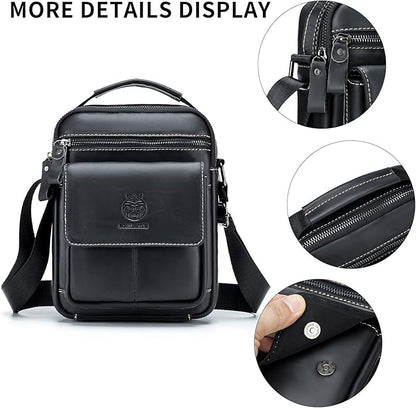 Small Leather Messenger Bag for Men, Man Bag Crossbody, Men's Shoulder Bags Leather Man Purse Handbag