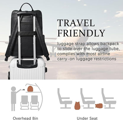 Shrrie Upgraded Large Travel Laptop Backpack with Laptop Compartmetn Fits 17 inch Laptop,Waterproof Vegan Leather Computer Backpack for Women and Men Work Business College