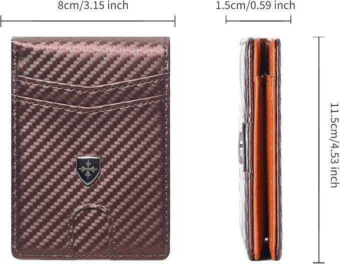 Mens Wallet Leather Credit Card Holder Slim Bifold RFID Blocking Front Pockets Minimalist Wallets for Men with ID Window