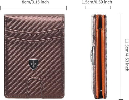 Mens Wallet Leather Credit Card Holder Slim Bifold RFID Blocking Front Pockets Minimalist Wallets for Men with ID Window