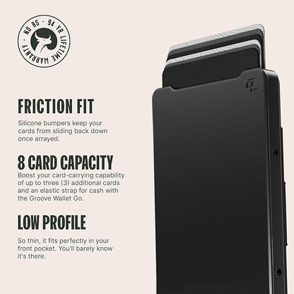 Groove Life Groove Magnetic Thumb Swipe Magsafe Wallet Gun Metal/Brown Leather Go Mens Minimalist Aluminum Credit Card Holder with RFID Blocking, Genuine Leather Attachment, Lifetime Coverage