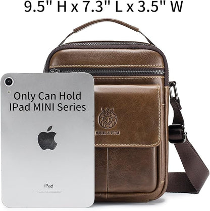 Small Leather Messenger Bag for Men, Man Bag Crossbody, Men's Shoulder Bags Leather Man Purse Handbag