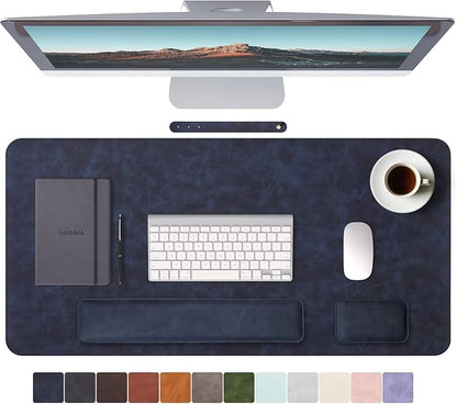 RENMTURE Large Mouse Pad and Keyboard Wrist Rest, Desk Pad for Keyboard and Mouse, Large Gaming Mouse Pad with Wrist Support, Desk Mat for Work and Gaming (Blue)