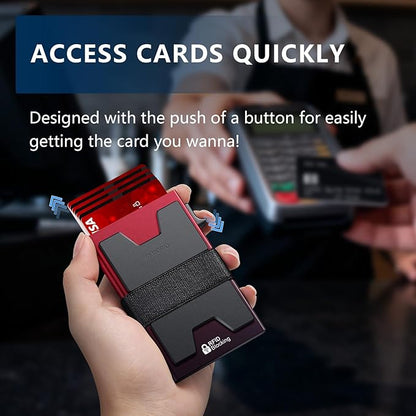SEMORID Slim Aluminum Card Holder Wallet for Men, Durable Expandable Backplate, RFID Blocking Minimalist Metal Pop Up Wallet, Holds 12+ Cards Plus Cash