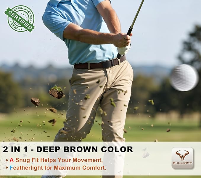BULLIANT Men Belt-Reversible Ratchet Belt Stretchable for Gift Men Work Casual Golf 1 3/8"-Cut For Fit -2 In 1Belt