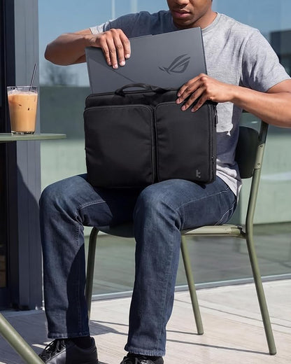 tomtoc 360° Protective Laptop Shoulder Bag compatible with The New Razer Blade Pro 17, HP Envy Laptop 17 Inch, Dell Inspiron 17 3000, ASUS ROG Zephyrus S 17.3 Inch, Notebook Bag with Accessory Pocket