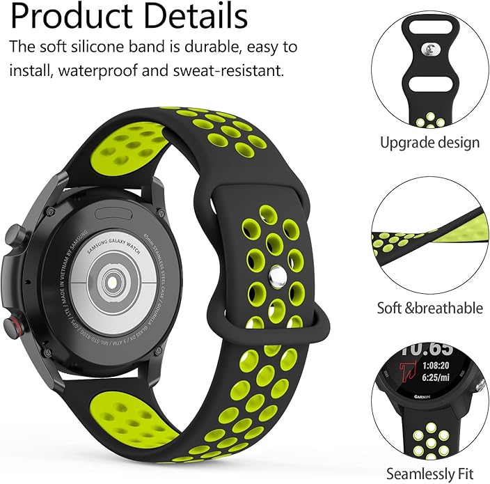 Meliya 20mm 22mm Watch Bands Quick Release Replacement Wristband, Soft Silicone Bands Breathable Sport Replacement Straps for Men Women