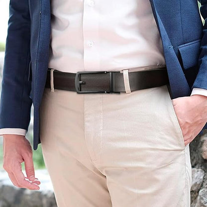 SENDEFN Men's Leather Dress Casual Belt 1 3/8" Automatic Adjustable Click Buckle Belts with Gift Box