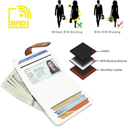 Airkit Small Wallets Woman RFID Blocking Leather Credit Card Holder - with ID Window - Card Wallets for Women - with Zipper Coin Purse - Keychain Wallet