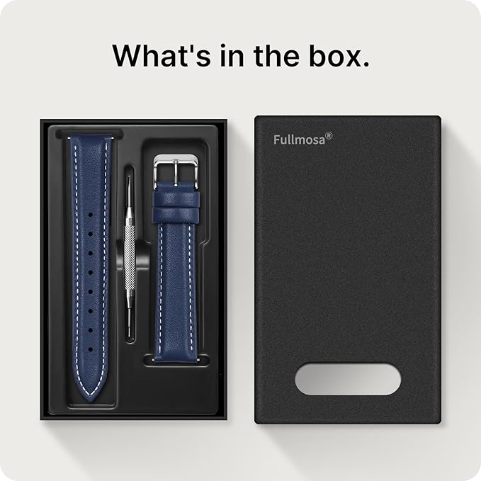Fullmosa Watch Band, Quick Release Leather Watch Strap for Men Women, Replacement Bands Width 12mm 14mm 16mm 18mm 19mm 20mm 21mm 22mm 24mm