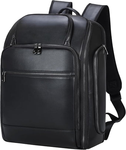 TIDING Genuine Leather Backpack for Men, 17.3 Inch Laptop Bag TSA Friendly Travel Rucksack Hiking Camping Daypack