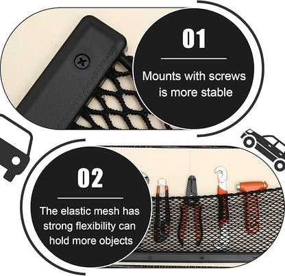 Frienda 2 Pcs Car Storage Net Bag, ABS Plastic Framed Mesh Net Holder, Phone & Cargo Organizer with Screws for Auto, Rv, Boat, Truck Pocket Storage (32 x 8 Inch)