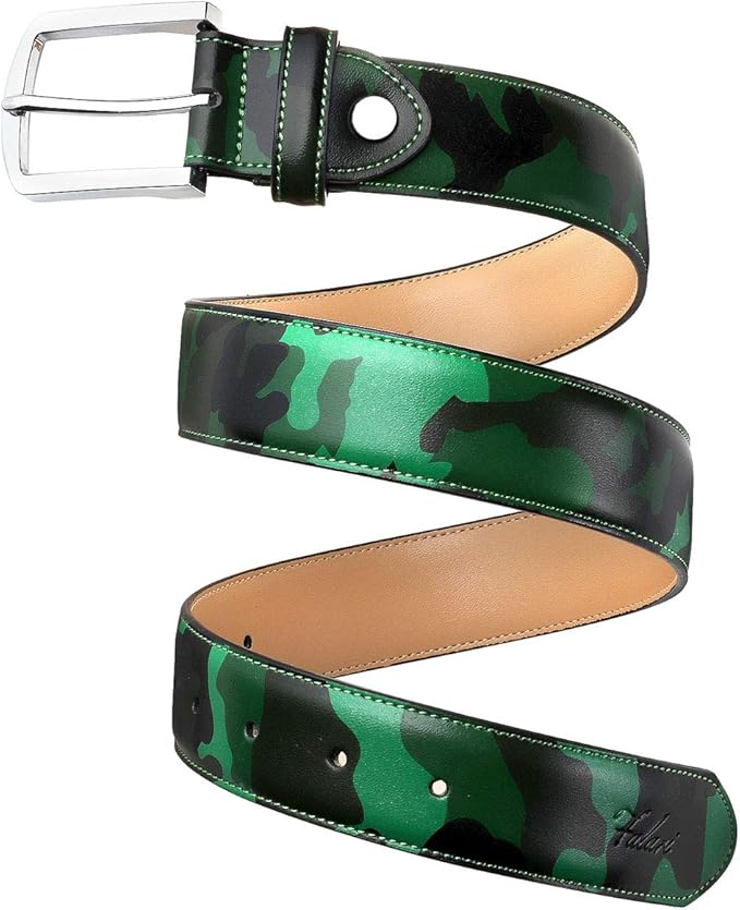 Falari Men Genuine Leather Casual Dress Belt With Single Prong Buckle, Classic Style Belt