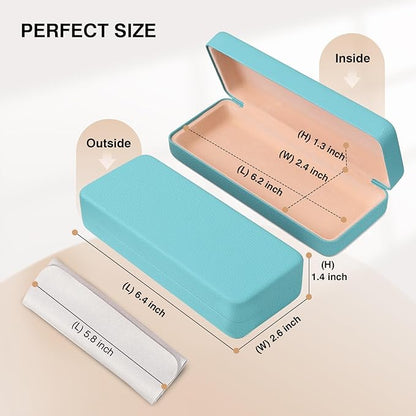 Marvolia Glasses Case Hard Shell Square Large Eyeglasses Case PU Leather Protective Case for Sunglasses Eyeglasses