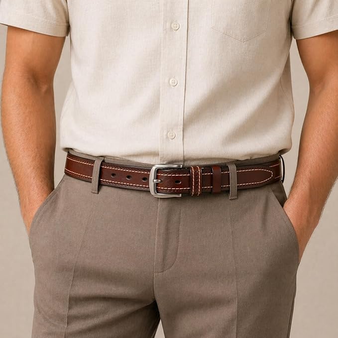 Luxury Full Grain Genuine Leather Belt Men Gift, 1.5" Wide Vintage Real Leather Western Cowboy Men's Belts
