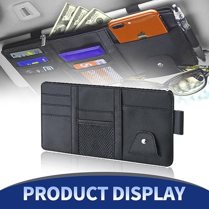Car Visor Organizer, Auto Interior Accessories Pocket Organizer, Zipper-typed Multi-functional Storage Bag, Drving License, Insurance, Sunglasses, Pen, Key, Phone, Lipstick