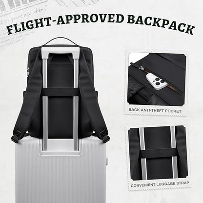 GOLF SUPAGS Imitation Leather Backpack for Women Men Multi-Functional Water-Resistant Casual Daypack for Work, Travel & College Fits 15.6 Inch Laptop (Black)