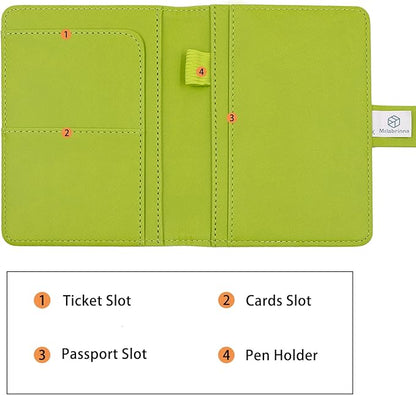 Melsbrinna Premium Leather Passport Holder Covers Case, Waterproof Rfid Blocking Travel Wallet Passport Holder with Pen Holder, Cute Passport Book for Women/Men