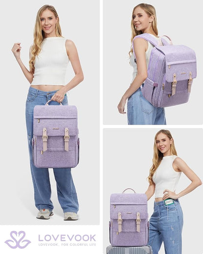 LOVEVOOK Laptop Backpack Purse for Women Fashion Vintage Computer Backpack 15.6 Inch Large Teacher Nurse Backpack Casual Daypack for Travel Business Work College