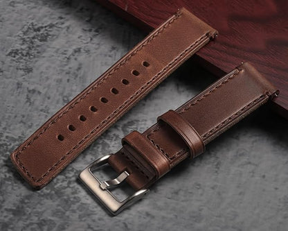 hemsut h Leather Watch Bands for Men, Horween Quick Release Leather Watch Strap Vintage Watch Replacement Wrap of 18mm, 20mm, 22mm