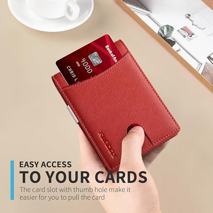 RUNBOX Slim Money Clip Wallets for Men RFID Blocking 11 Card Holder Minimalist Small Leather Bifold Men's Front Pocket Wallet Gift Box