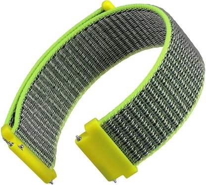 WOCCI 20mm Adjustable Nylon Watch Band, Quick Release Sport Loop Strap (Bright Yellow/Grey)