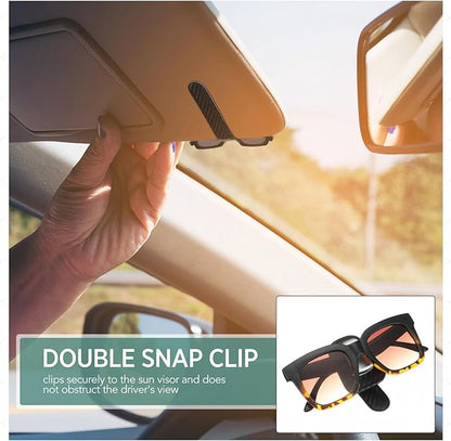 Mudder 2 Packs Sunglasses Holder for Car Universal Visor Sunglasses Holder Clip Leather Eyeglasses Hanger and Ticket Card Clip Eyeglasses Mount for Car(Light Black)